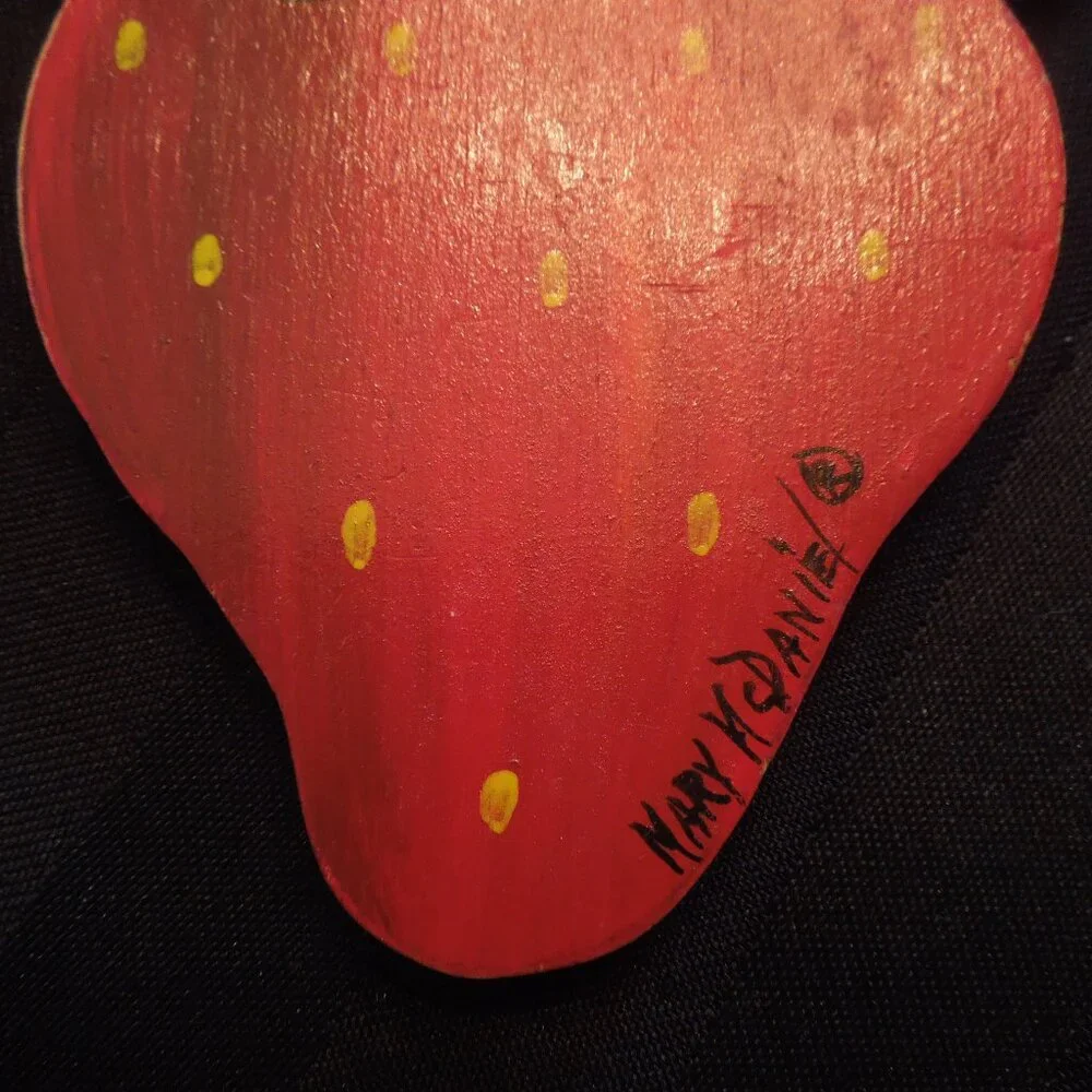 Vintage Signed Mary McDaniel Strawberry Keychain